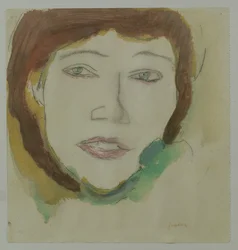 アーティストの妻、マーガレット、1906年頃（紙に鉛筆と油彩）